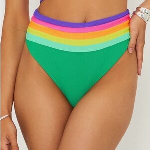 NWOT Beach Riot Millie Color Block High-Waisted Bikini Bottom Sz S